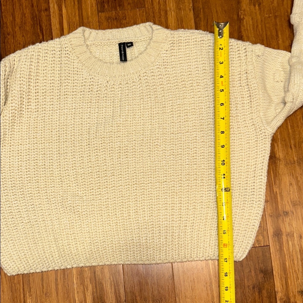 moon & madison Cropped Cream Textured Knit Sweater - Picture 8 of 8